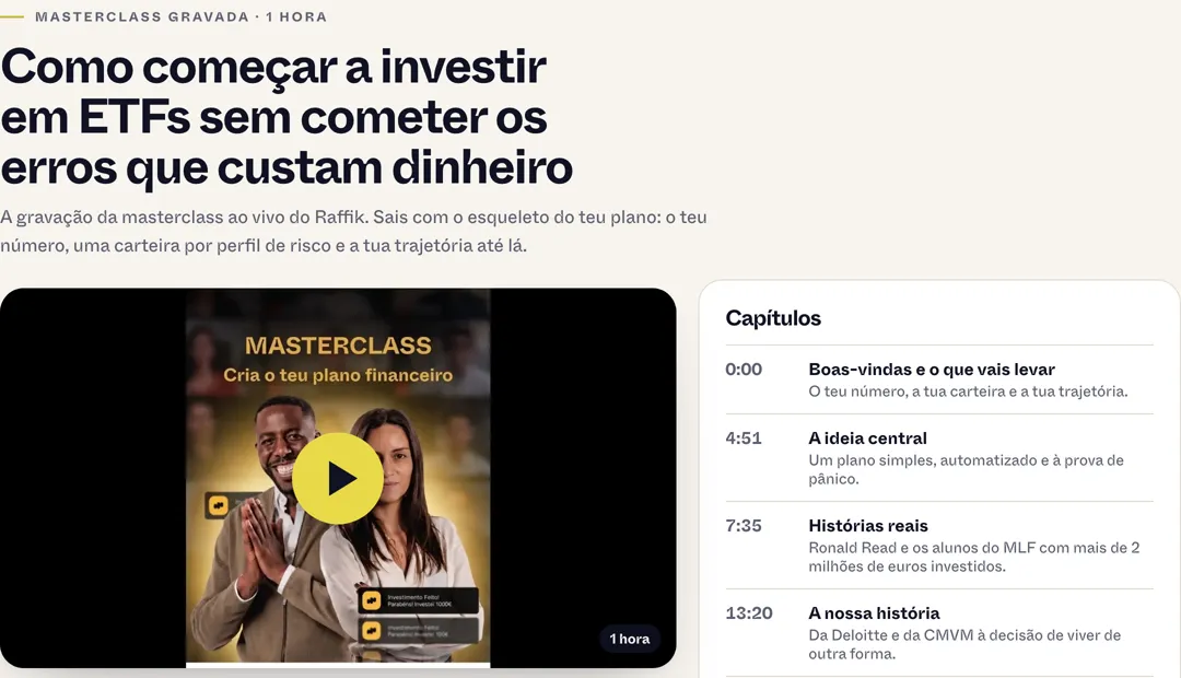 Masterclass gravada com 15 capítulos